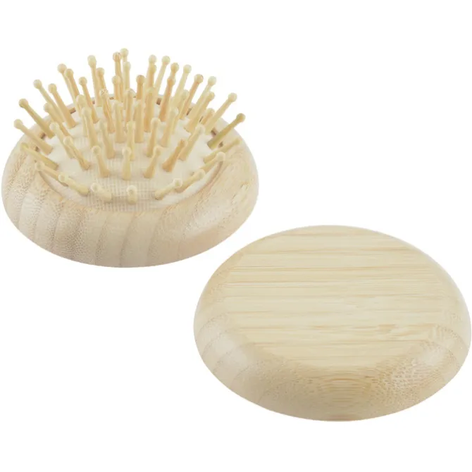 Bamboo Compact Mirror with Brush