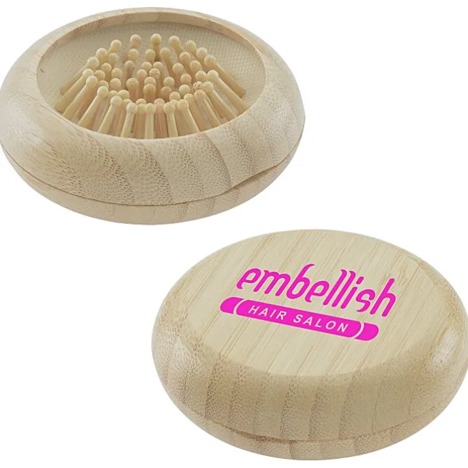 Bamboo Compact Mirror with Brush