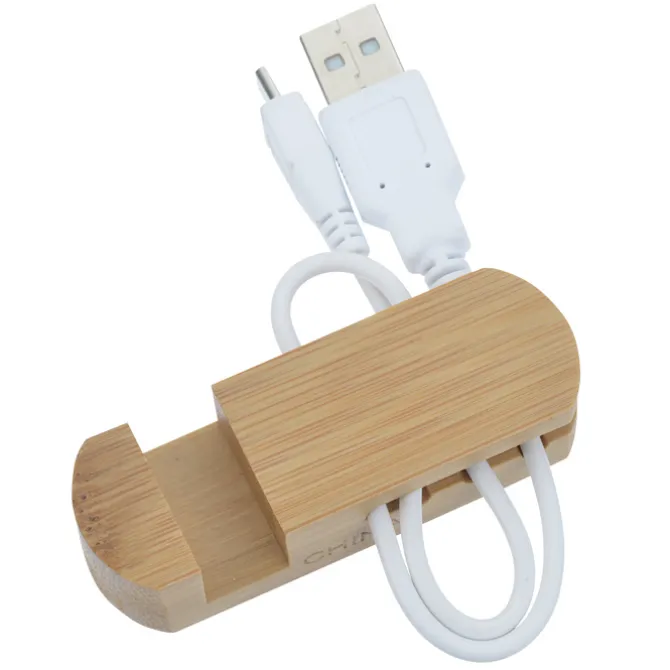 Bamboo Phone Stand and Cable Organizer