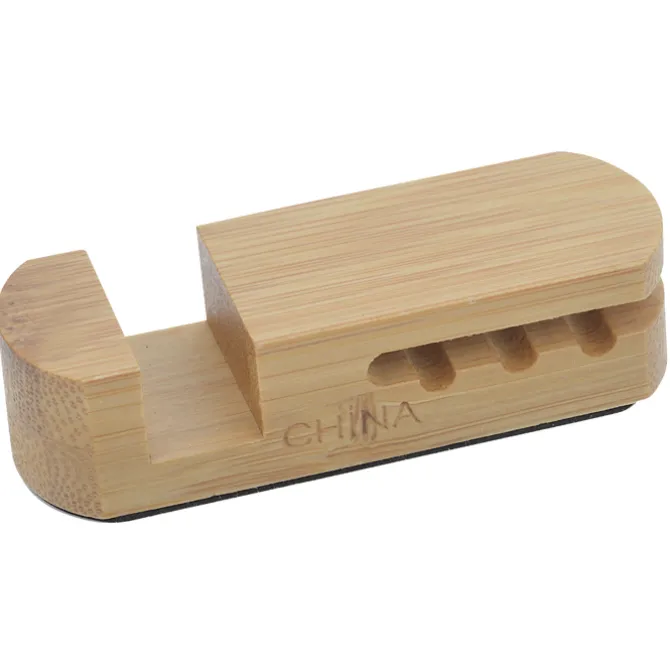Bamboo Phone Stand and Cable Organizer