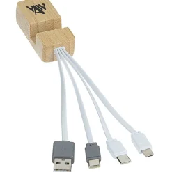 Bamboo Phone Stand Duo Charging Cable