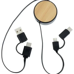 Bamboo Retractable Duo Charging Cable