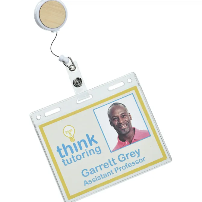 Bamboo Touch Retractable Badge Holder