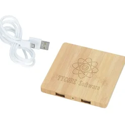 Bamboo Wireless Charging Pad with Hub