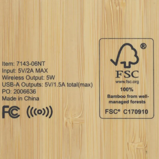 Bamboo Wireless Charging Pad with Hub - 24 hr