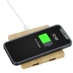 Bamboo Wireless Charging Pad with Hub - 24 hr