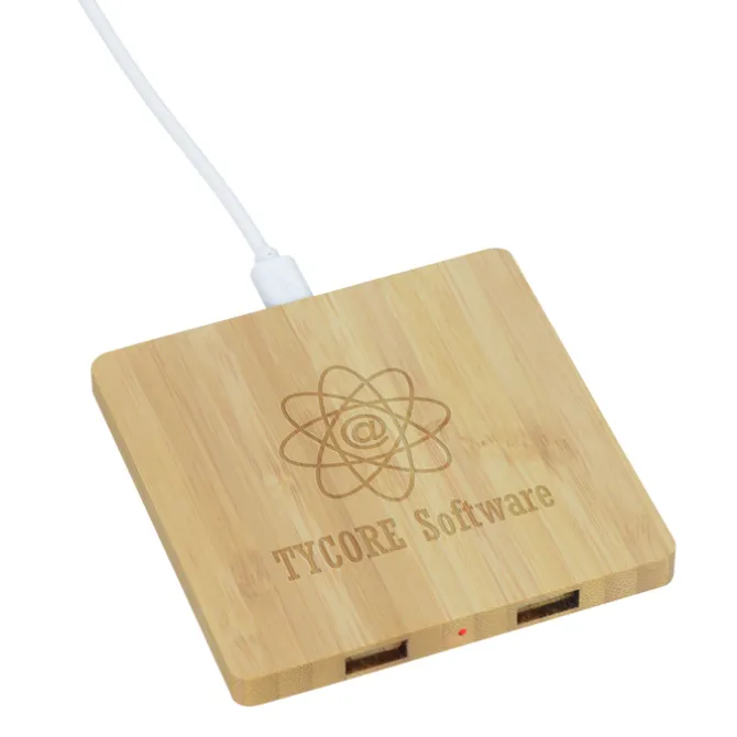 Bamboo Wireless Charging Pad with Hub - 24 hr