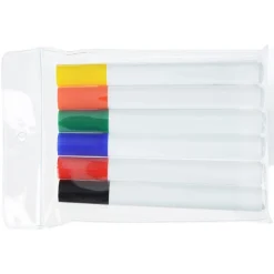 Broad Line Dry Erase Marker - Bullet Tip - Assorted - 6pk