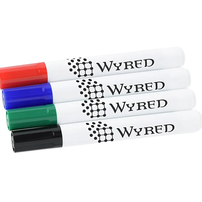 Broad Line Dry Erase Marker - Bullet Tip - Assorted - 4pk