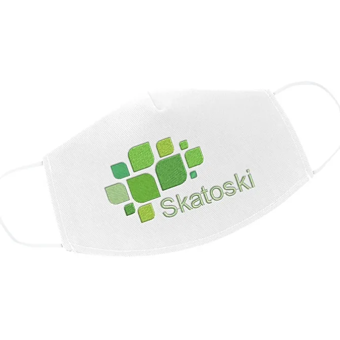 Brushed Cotton Twill Face Mask - Embroidered