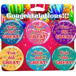 Carded Buttons - Six 2 inches Round Buttons