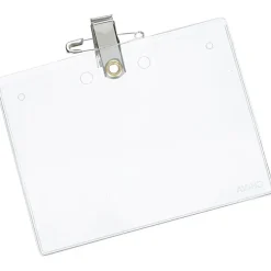 Clear Vinyl Badge Holder with Pin and Bulldog Clip