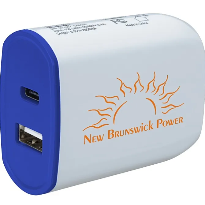 Color Accent Dual Port Wall Charger - 24 hr