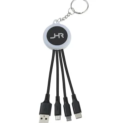 Color Changing Light-Up Logo Charging Cable Keychain