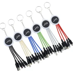 Color Changing Light-Up Logo Charging Cable Keychain