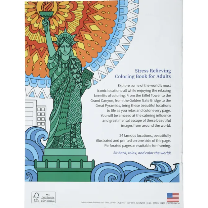 Coloring the World Stress Relieving Adult Coloring Book & Pencils