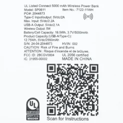 Connect Wireless Power Bank - 5000 mAh - Full Color