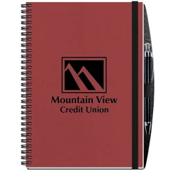 Corded Paperboard Journal with Pen - 10 inches x 7 inches - 50 sheet