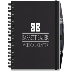 Corded Paperboard Journal with Pen - 10 inches x 7 inches - 100 sheet