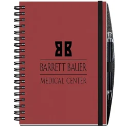 Corded Paperboard Journal with Pen - 10 inches x 7 inches - 100 sheet