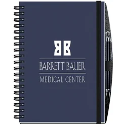 Corded Paperboard Journal with Pen - 10 inches x 7 inches - 100 sheet