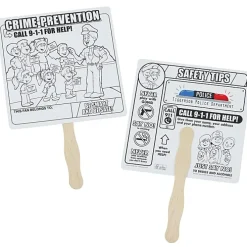 Crime Prevention Coloring Hand Fan