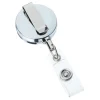 Domed Metal Retractable Badge Holder with Slip Clip