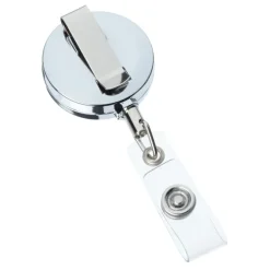 Domed Metal Retractable Badge Holder with Slip Clip