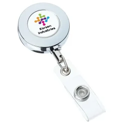 Domed Metal Retractable Badge Holder with Slip Clip