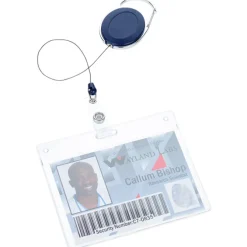 Domed Oval Metal Retractable Badge Holder with Carabiner