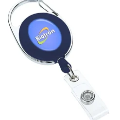 Domed Oval Metal Retractable Badge Holder with Carabiner