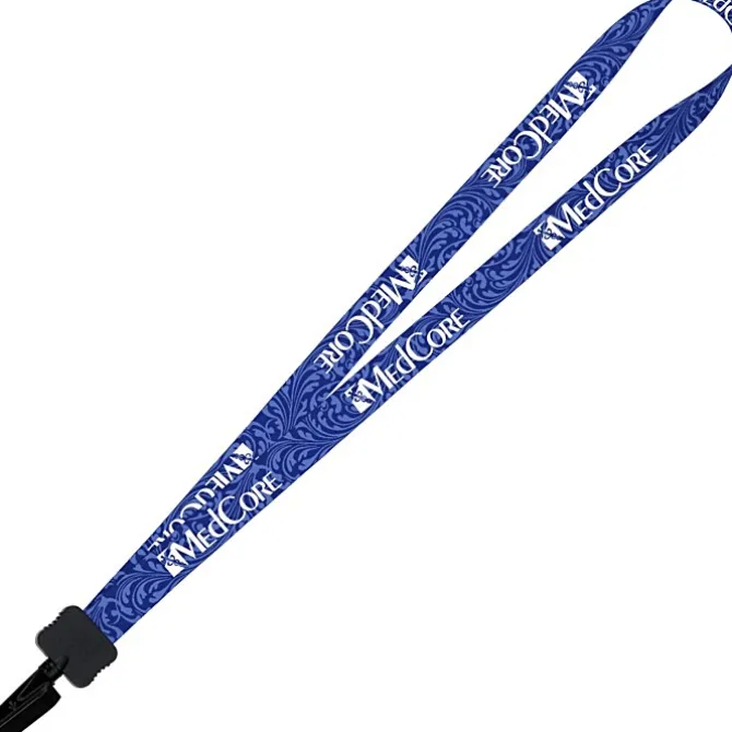 Dye-Sub Lanyard - 3/4 inches - 32 inches - Plastic Bulldog Clip - Damask