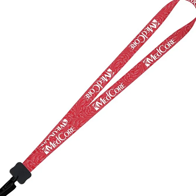 Dye-Sub Lanyard - 3/4 inches - 32 inches - Plastic Bulldog Clip - Damask