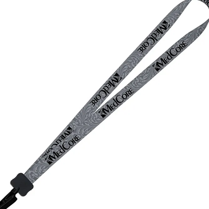 Dye-Sub Lanyard - 3/4 inches - 32 inches - Plastic Bulldog Clip - Damask