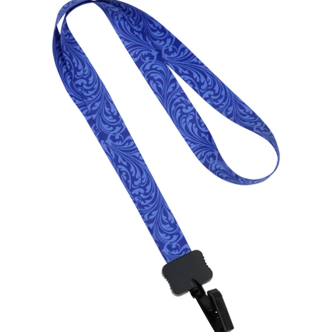 Dye-Sub Lanyard - 3/4 inches - 32 inches - Plastic Bulldog Clip - Damask - 24 hr
