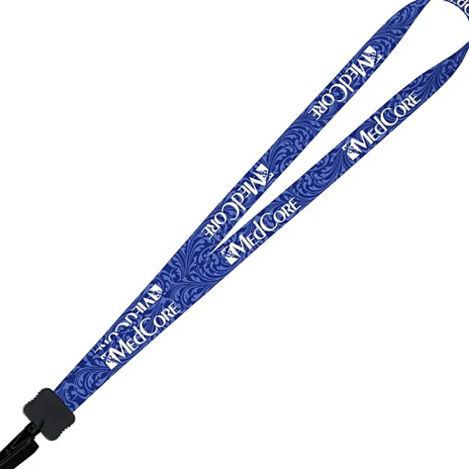 Dye-Sub Lanyard - 3/4 inches - 32 inches - Plastic Bulldog Clip - Damask - 24 hr