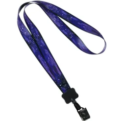 Dye-Sub Lanyard - 3/4 inches - 32 inches - Large Metal Bulldog Clip - Galaxy