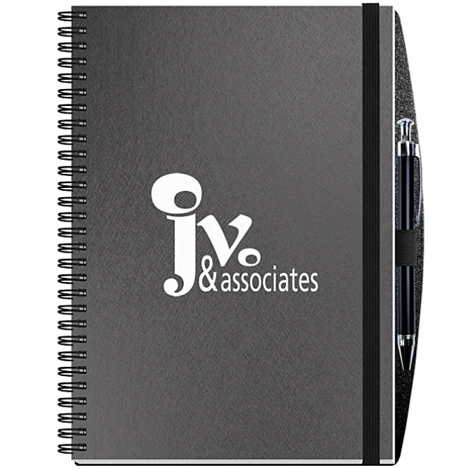 Elite Metallic Paperboard Journal with Pen - 10 inches x 7 inches -50 sheet