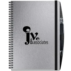 Elite Metallic Paperboard Journal with Pen - 10 inches x 7 inches -50 sheet