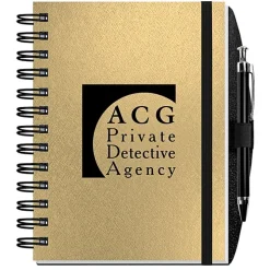 Elite Metallic Paperboard Journal with Pen - 7 inches x 5 inches -100 sheet