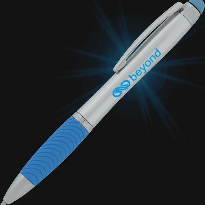 Evantide Light-Up Logo Stylus Twist Pen - Silver - 24 hr
