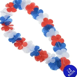 Flower Lei Necklace - Red, White & Blue