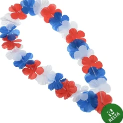 Flower Lei Necklace - Red, White & Blue