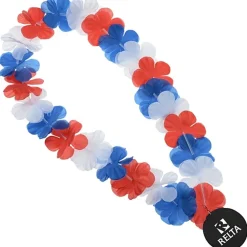 Flower Lei Necklace - Red, White & Blue