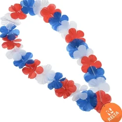 Flower Lei Necklace - Red, White & Blue