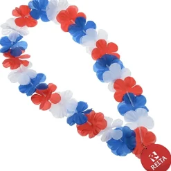 Flower Lei Necklace - Red, White & Blue