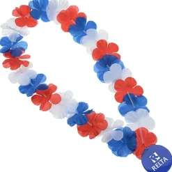 Flower Lei Necklace - Red, White & Blue