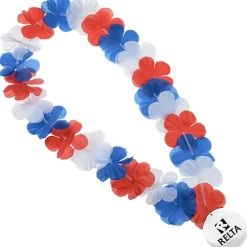 Flower Lei Necklace - Red, White & Blue