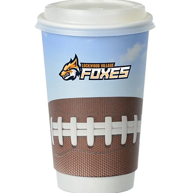 Football Full Color Insulated Paper Cup with Lid - 16 oz.