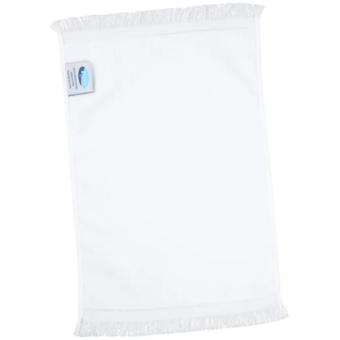Fringed Velour Spirit Towel - 11 inches x 18 inches - White